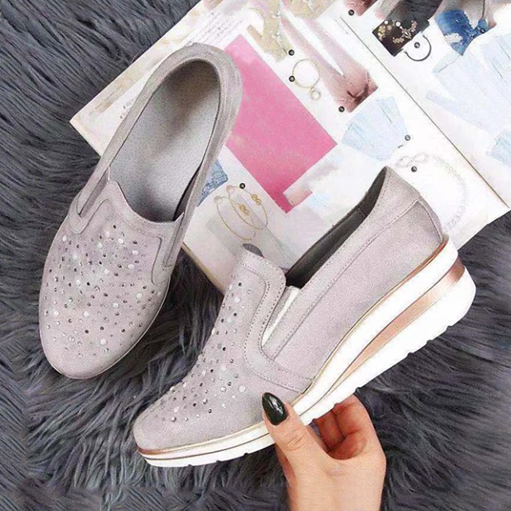 sneakers da donna blu slip-on con zeppa – mocassini casual con plateau decorati con strass per il comfort e la moda di tutti i giorni del 2025 a $24.99 –P4