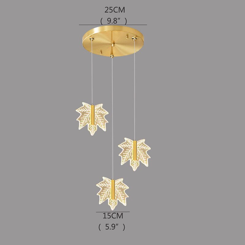 led függőlámpa juharlevél 3-lámpás 3000-6000k arany festett kivitel függő csillár világítótestek lakberendezési függőlámpa 110-220v (az izzót tartalmazza) 2025 - $249.99 –P6