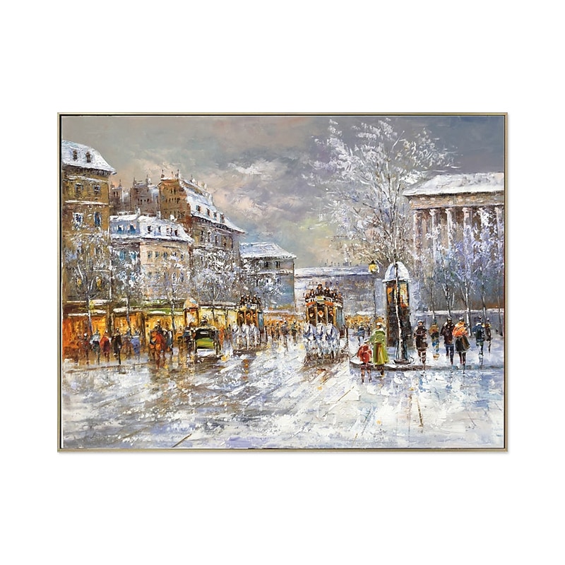 Pittura A Olio Fatta A Mano Su Tela Decorazione Della Parete Di Arte Decorazione Natalizia Edificio D'epoca Scena Di Strada Per La Decorazione Domestica Pittura Arrotolata Senza Cornice Non Allungata del 2026 a $128.99 –P1