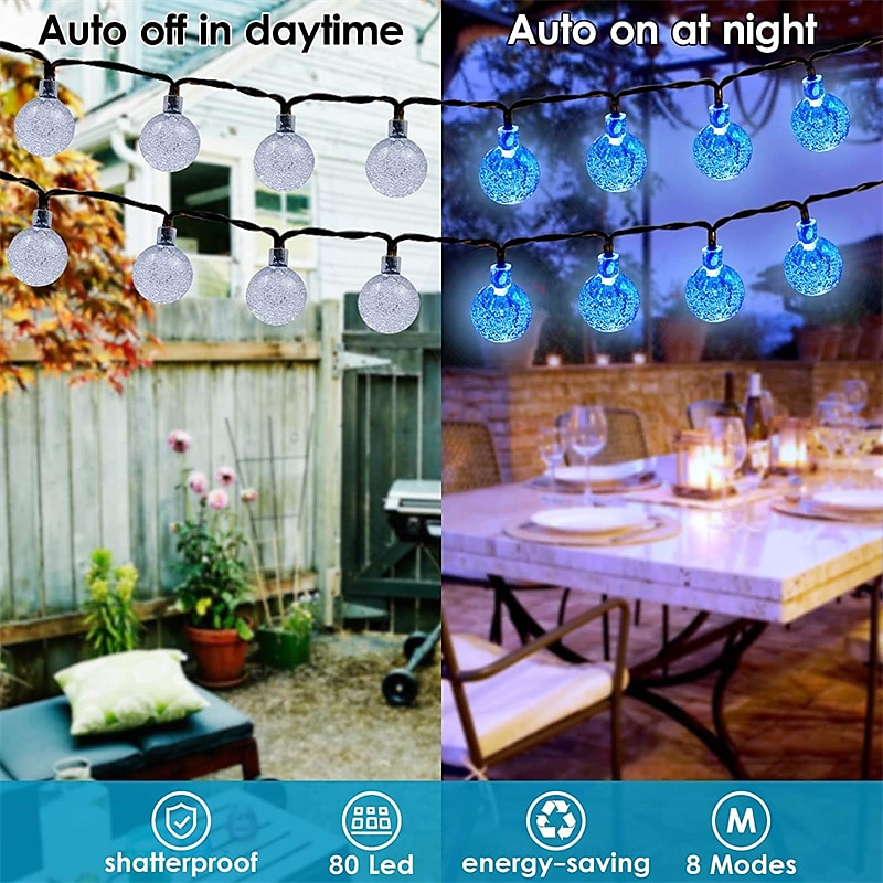 LED Globe Solar String Lights, 10M/20M/30M/50M Outdoor Waterproof Acrylic Lights with Remote Control, Plug-in for Christmas Holiday, Party, & Garden Decor EU/US Plug 2025 - $107.99 –P8