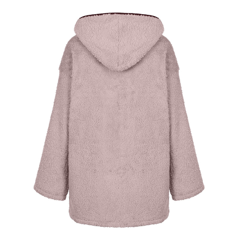 felpa con cappuccio con cerniera da donna, giacca in pile, cardigan vintage in peluche, soffice, tinta unita, casual da strada, per le vacanze, con cappuccio, tasca con cerniera, manica lunga, nero, del 2025 a $31.99 –P11