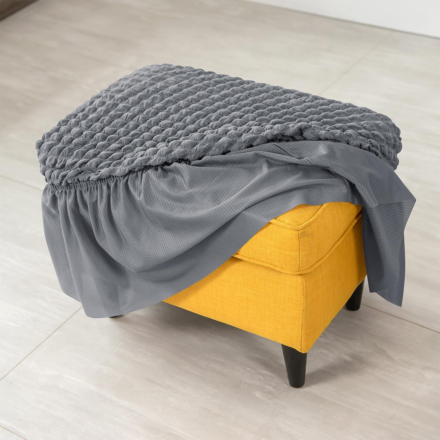 fodera per pouf in spandex seersucker, fodera per poggiapiedi rettangolare elasticizzata bordeaux, fodere lavabili e sfoderabili per pouf contenitore, protezione in spandex alta per poggiapiedi del 2025 a $25.99 –P5