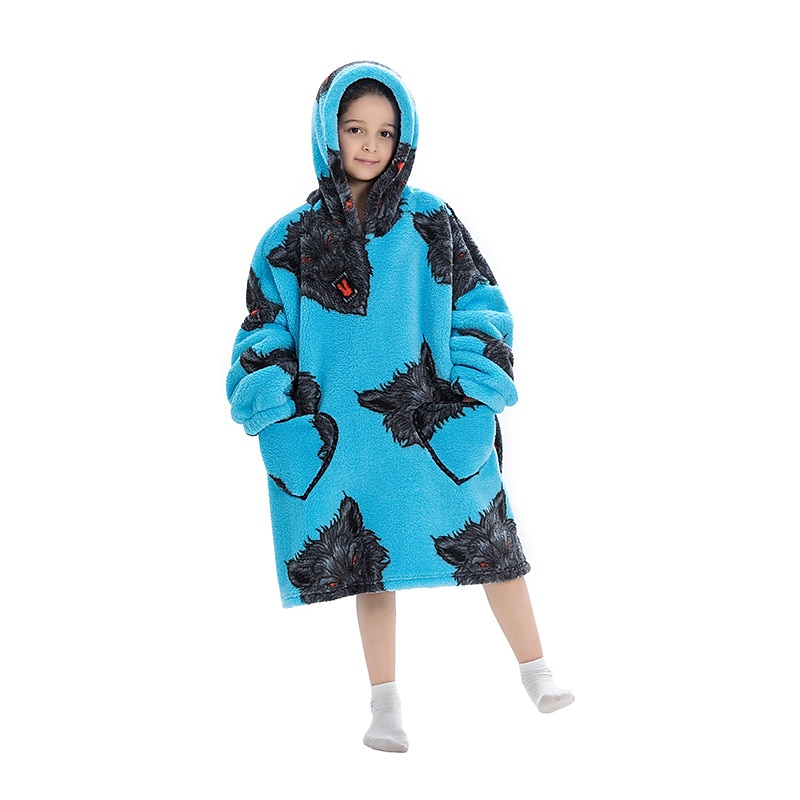 Carnival Character Oversized Hoodie Blanket Wearable Blanket With Pocket Shark Cat Dinosaur Onesie Pajamas Kigurumi Pajamas For Kid's Adults' Men and Women Boys and Girls Carnival Masquerade Cartoon 2026 - $41.99 –P6