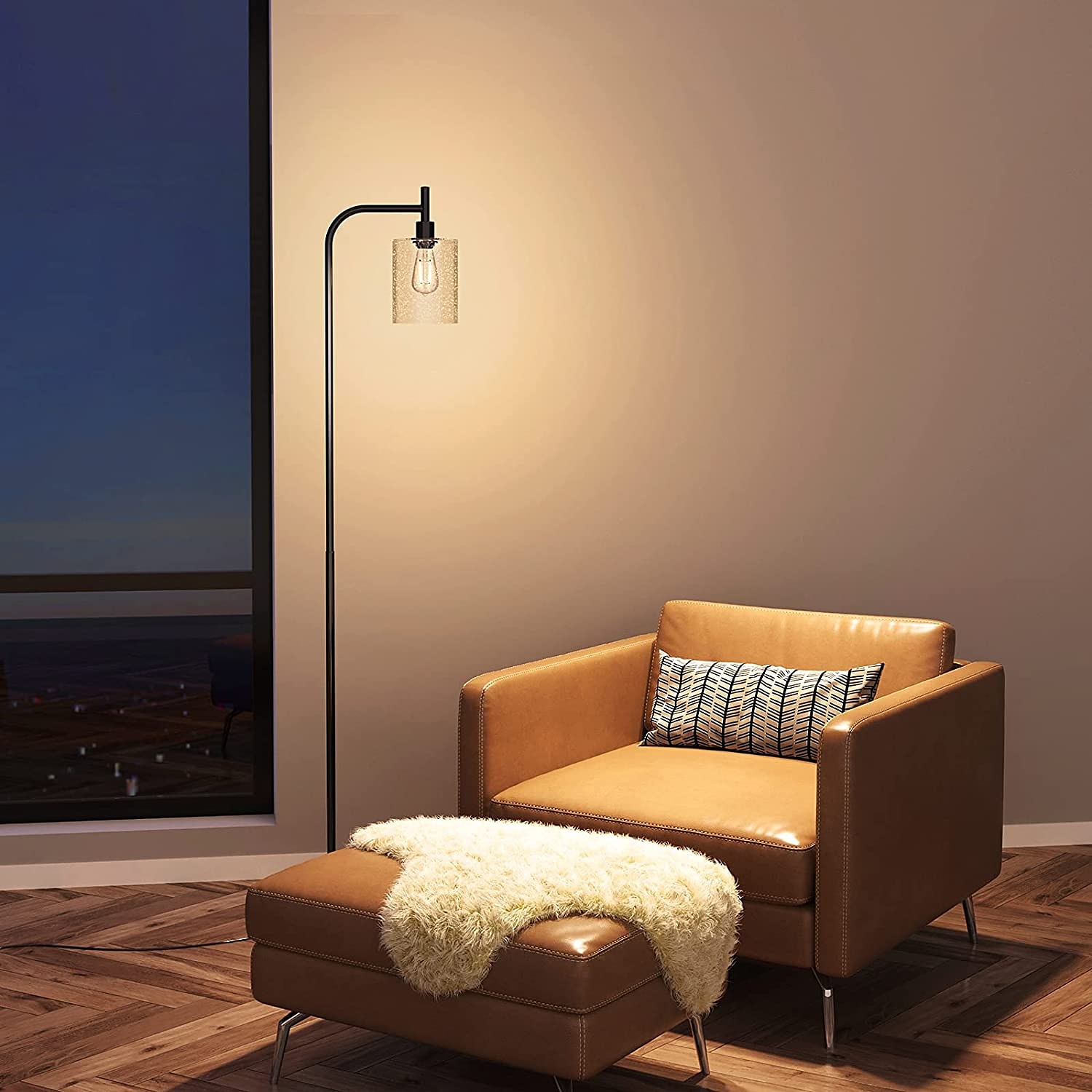 LED Floor Lamp with Suspended Bubble Glass Shade and Unique LED Bulbs Suitable for Bedroom and Living Room Modern Vertical Industrial Lamp High Pole Lamp Suitable for Office 2025 - $175.99 –P11