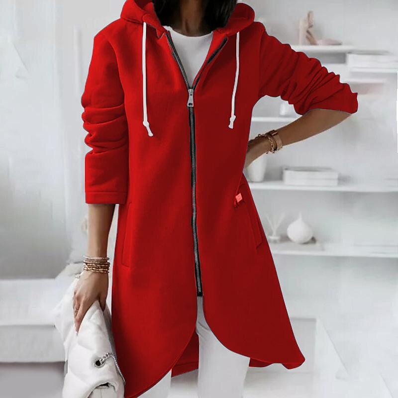 Women's Hoodie Drawstring Hood Thin Fleece Lined Jacket with