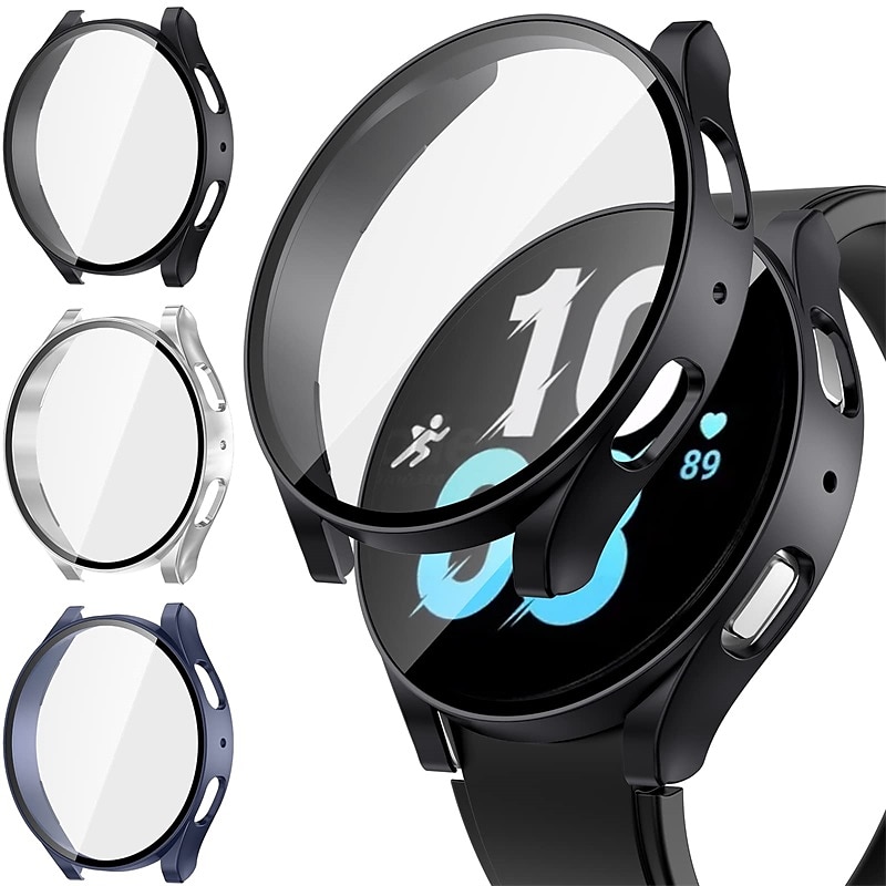 3 عبوات مشاهدة حالة مع حامي الشاشة متوافق مع Samsung Galaxy Watch 5 40mm / Watch 5 44mm / مشاهدة 4 40 مم / مشاهدة 4 44 مم مقاومة للخدش وعر، خشن، قاس غطاء كامل ممتص الصدمات زجاج مقوى / جهاز كمبيوتر صلب 2025 - $13.99 –P3