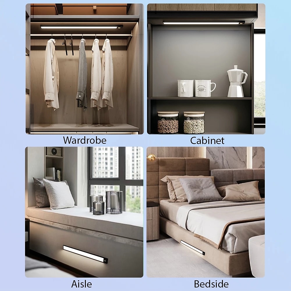 LED Night Lights Motion Sensor USB Rechargeable Ultra-Thin Kitchen Cabinet Closet Lamp PIR Motion Sensor Wireless Night Lamp Bedroom Corridor Passageway Dormitory Lighting 2025 - $12.49 –P9