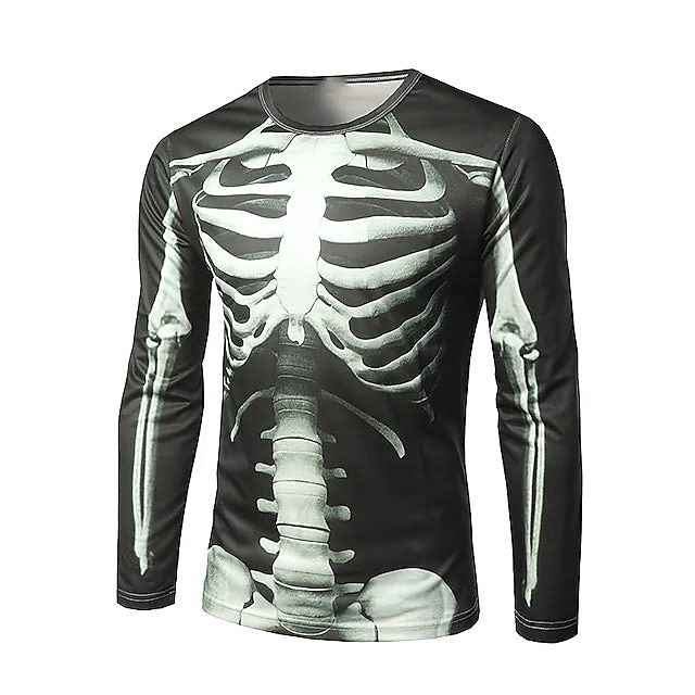 Herr Grafisk Skelett T-shirt halloween skjorta Långärmad T-shirt 3D-tryck Rund hals Skjorta Mode Ledigt Gata Dagligen Helgdag B C Svart Vår & Höst Kläder S M L XL XXL 4XL 5XL 2025 - $19.99 –P5