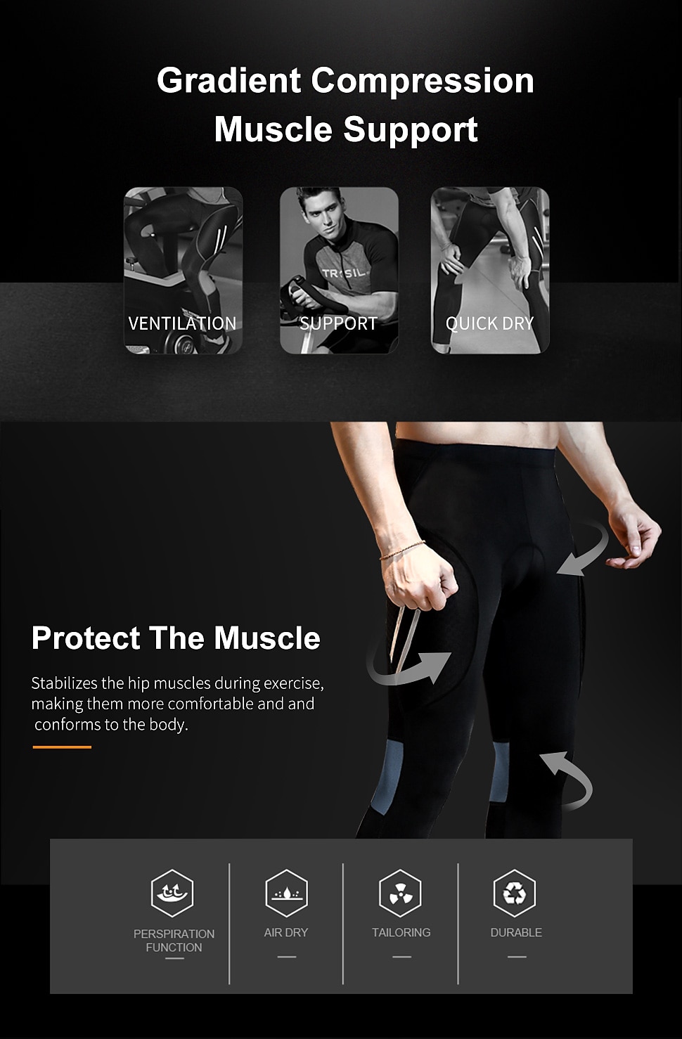 TRYSIL Men's Cycling Tights Bike Pants / Trousers Padded Shorts / Chamois Mountain Bike MTB Road Bike Cycling Sports Moisture Permeability Stretch Lightweight Back Pocket Navy Black Spandex Clothing 2026 - $34.99 –P2