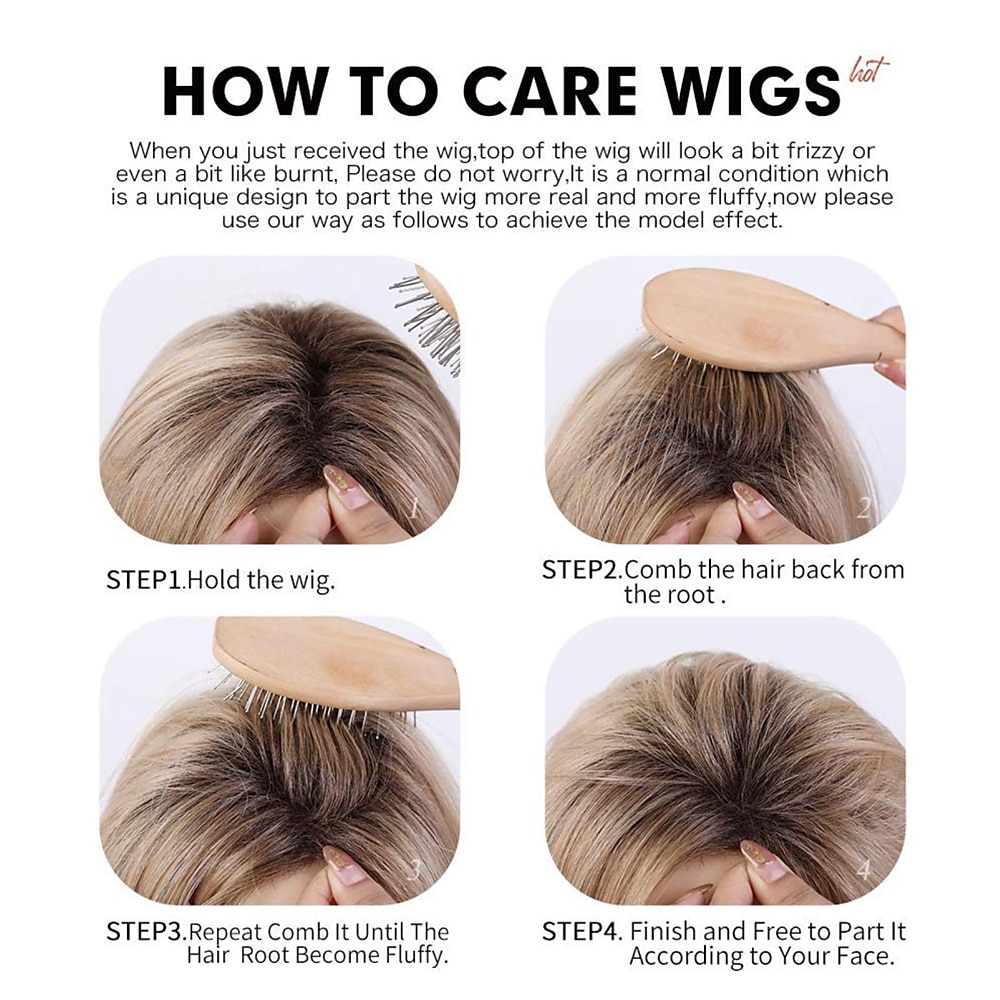 Ash Blonde Wigs for Women Bob Shoulder Length Layered Synthetic Dark Roots Hair Wig with Bangs Side Parting Christmas Party Wigs barbiecore Wigs 2025 - $29.99 –P16