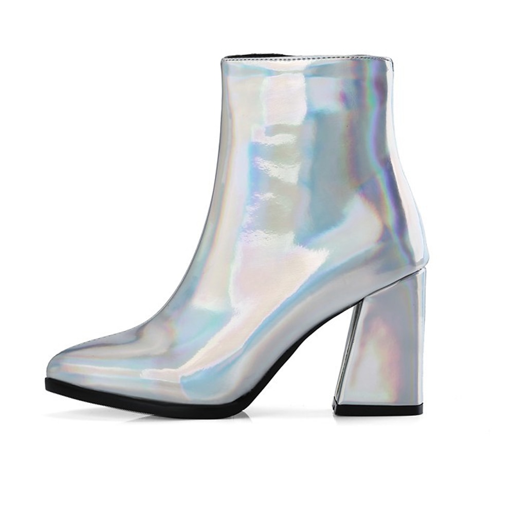 Mulheres Botas Botas Metálicas Botas de salto Ao ar livre Escritório Diário Cor Sólida Forrada com Fleece Botas Botas Tornozelo Inverno Salto de bloco Salto Robusto Dedo Apontado Casual Minimalismo de 2025 por $59.99 –P6