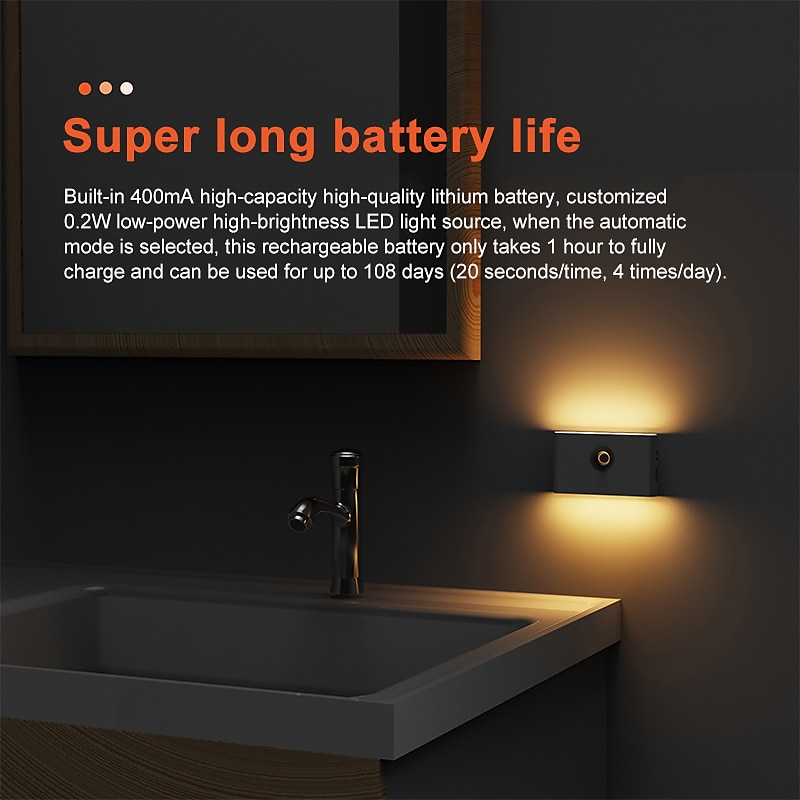 led nachtverlichting bewegingssensor usb oplaadbare koppeling inductie draadloos nachtlampje keukenkast gang nachtlampje voor slaapkamer thuis trap doorgang verlichting 2025 - $10.99 -P8