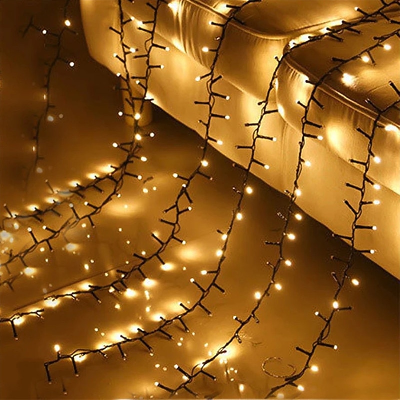 luces de racimo de navidad al aire libre a prueba de agua petardos de navidad luz de cadena dc31v grupo de destellos fuegos artificiales de luz de hadas luz blanca cálida para la decoración del árbol de patio iluminación enchufe de la ue nueva actualizaci 2025 - $39.99 –P8