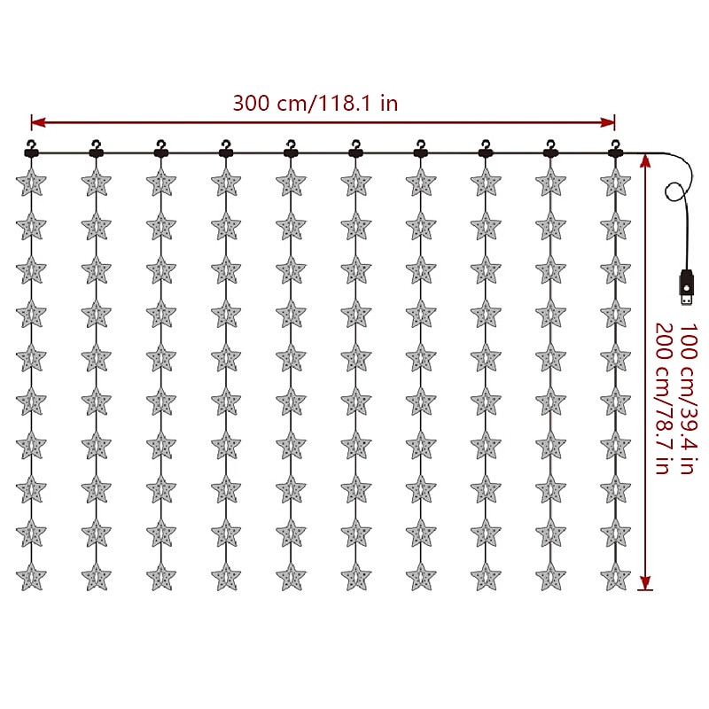 Star Window Curtain String Lights 3x2m Christmas Fairy Lights Waterproof USB Remote Control Garland Lights For Bedroom Wedding Xmas Holiday Decor 3X1M 3X2M 2025 - $20.99 –P9