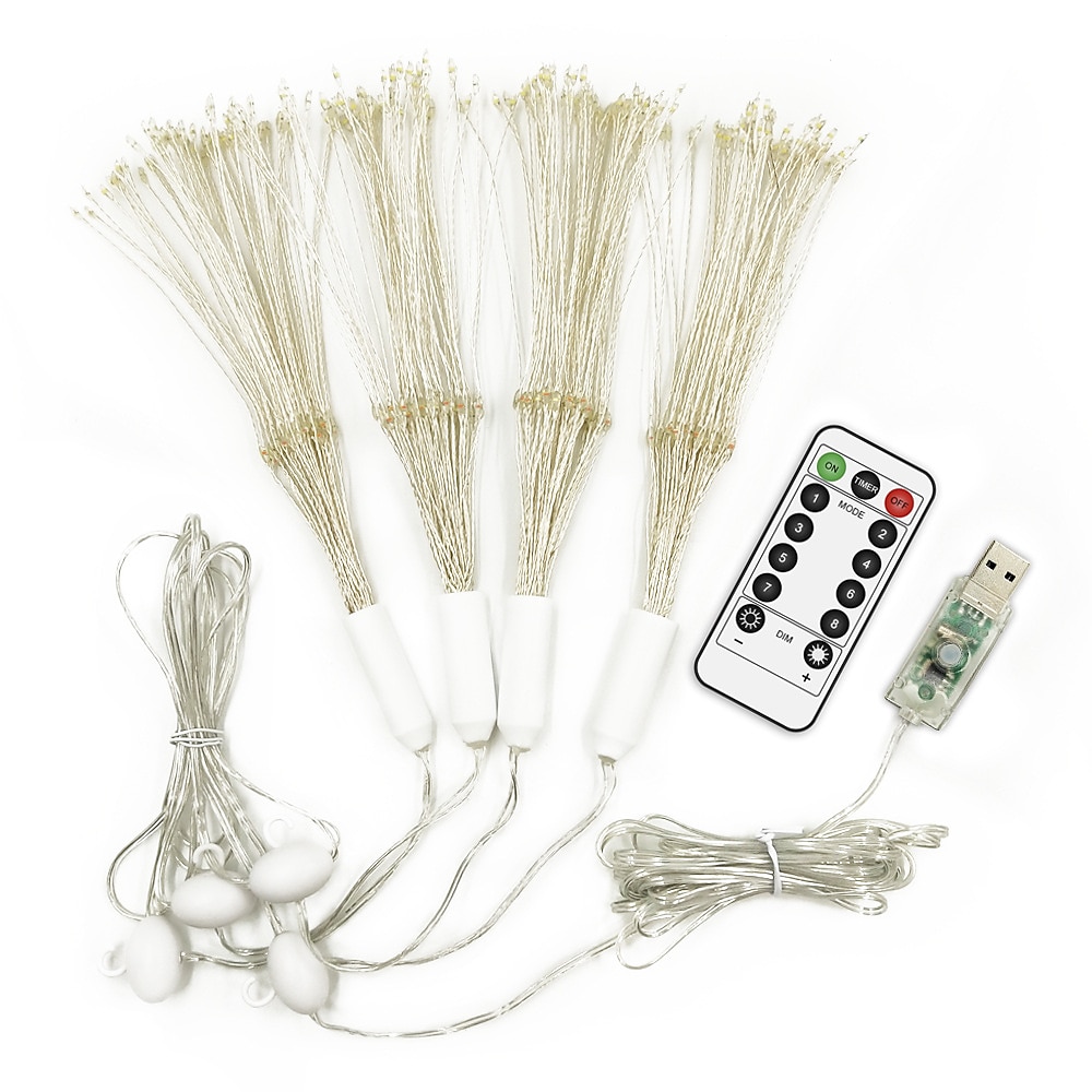 Светодиодные гирлянды фейерверков 480 светодиодов свет на улице водонепроницаемые USB дистанционное управление садовые праздники свадебные вечера украшение дома 2026 - $27.99 –P9