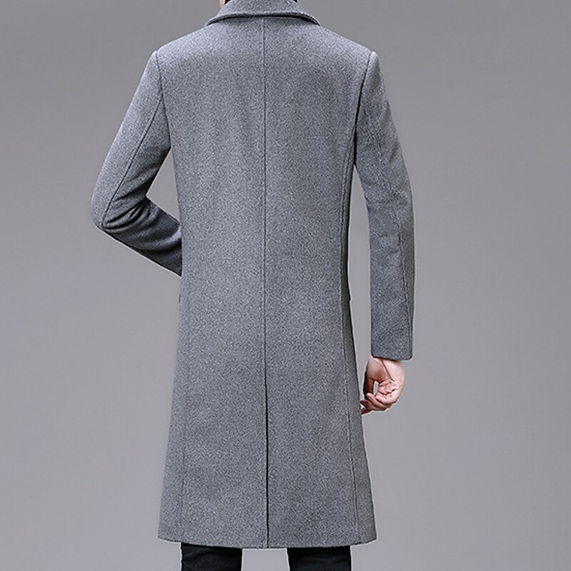 Herr Vinterkappa Rock Trenchcoat Kontor & Karriär Dagliga kläder Vinter Ylle Håller värmen Tvättbar Ytterkläder Kläder Mode Uppvärmning Solid färg Flera fickor Nedvikt Enkelknäppt 2025 - $114.99 –P2
