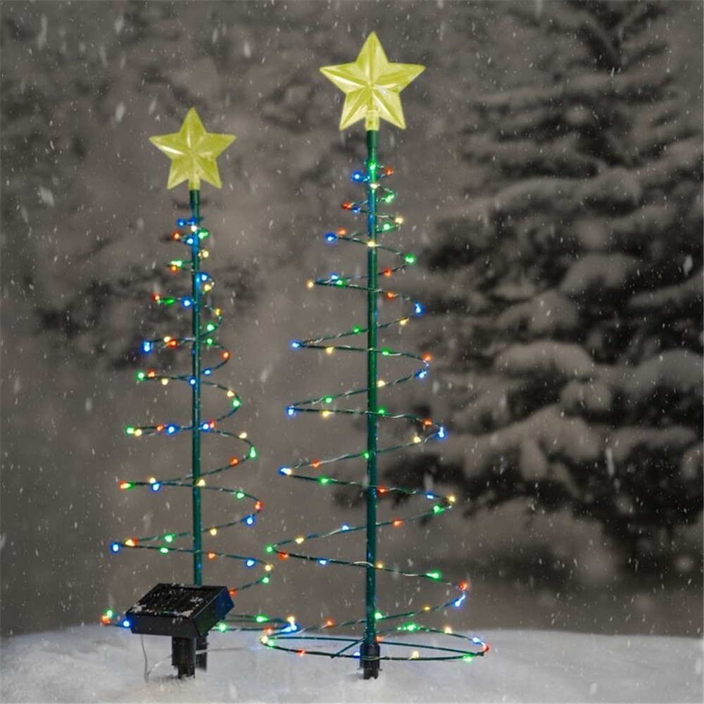 albero di natale con luci luci di via all'aperto solare 50 led luci di palo a led lampade a stringa giardino esterno albero di natale in metallo 6 m / 19,7 pollici del 2025 a $19.99 –P8