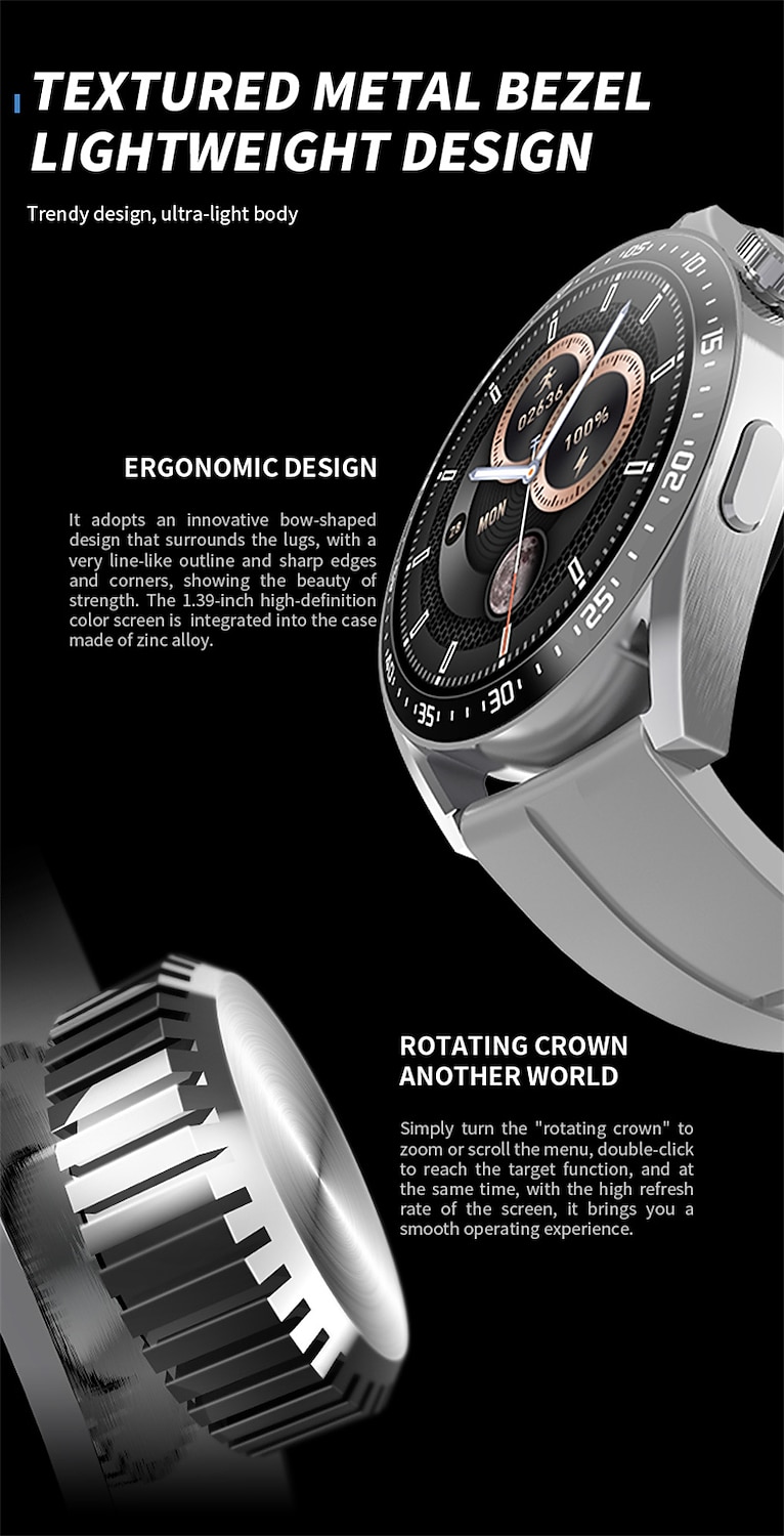 HW28 Slimme horloge 1.39 inch(es) Smart horloge Bluetooth Stappenteller Gespreksherinnering Activiteitentracker Compatibel met: Android iOS Heren Lange stand-by Handsfree bellen Waterbestendig IP 67 2025 - $59.99 –P3