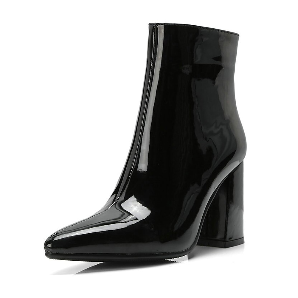 Mulheres Botas Botas Metálicas Botas de salto Ao ar livre Escritório Diário Cor Sólida Forrada com Fleece Botas Botas Tornozelo Inverno Salto de bloco Salto Robusto Dedo Apontado Casual Minimalismo de 2025 por $59.99 –P1