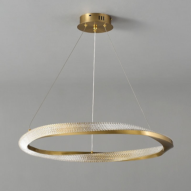 lampada a sospensione a led cerchio design rotondo, lampadario a led moderno in cristallo da 60 cm per soggiorno design creativo di lusso lampada in oro lampada a sospensione rotonda con isola da del 2025 a $549.99 –P6