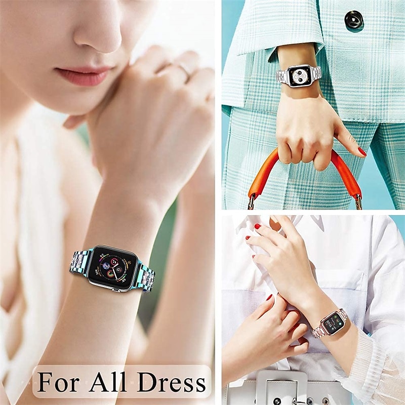 [1+2Pack] Jewelry Bracelet Compatible with Apple Watch band 38mm 40mm 41mm 42mm 44mm 45mm 49mm with Case Bling Diamond Rhinestone Strap Replacement Wristband for iwatch Series Ultra 8 7 6 5 4 3 2 1 SE 2025 - $25.99 –P10