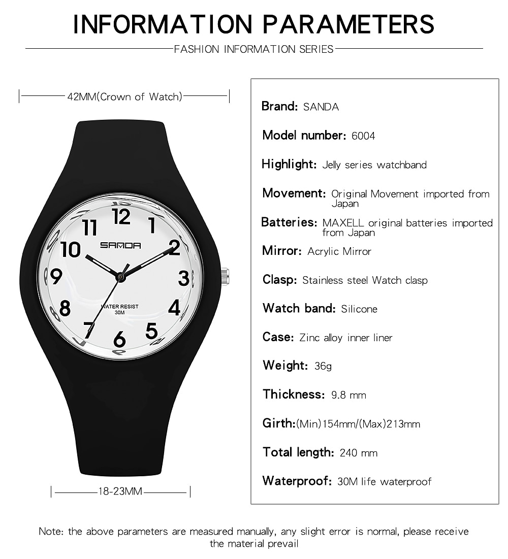 sanda dameshorloges casual fashion quartz horloge waterdicht valbestendig hd digitale weegschaal display damesklok 6056 2025 - $23.99 –P19