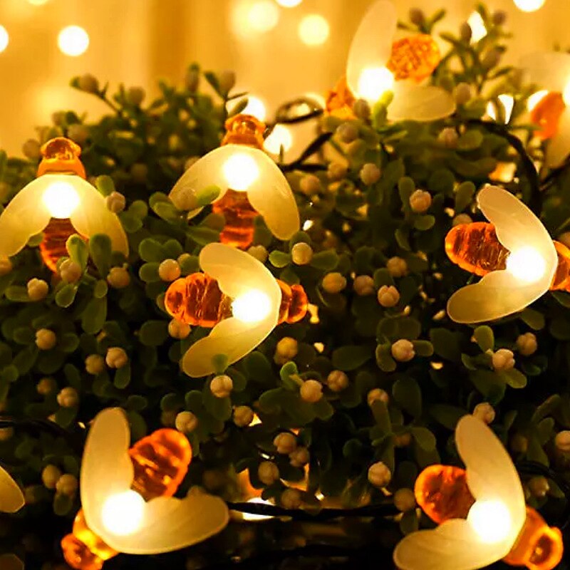 Solarne bee string lights zewnętrzne wodoodporne 12m-100led 7m-50led 6.5m-30led 8 trybów oświetlenie oświetlenie ogrodowe dekoracje świąteczne przyjęcie świąteczne drzewo ogrodowe dekoracja patio 2025 - $46.99 –P3