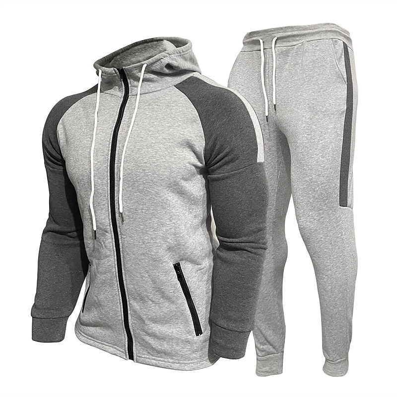 Homme Ensemble Survetement Survêtement Ensemble de jogging Noir Blanche bleu marine Gris Col Mao Bloc de couleur Cordon 2 Pièces Sport & Loisir du quotidien Des sports basique Casual Grand et grand de 2025 ? $30.99 –P2