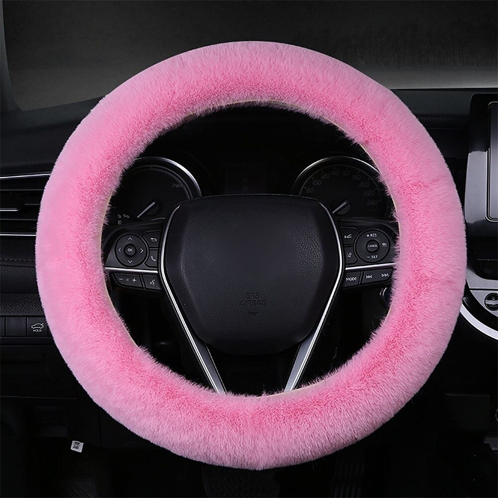 6 Pcs/Set Fluffy Faux Wool Car Steering Wheel Cover  Furry Seatbelt Shoulder Pads Auto Center Console Armrest Pads Gear Shift Knob Cover Handbrake Cover Universal Warm Winter 2025 - $21.99 –P8