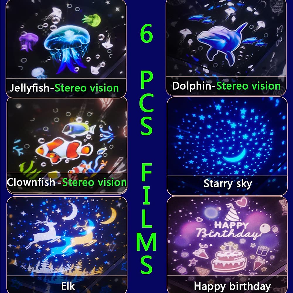 Ocean Light Projector Jellyfish Lamp 360 Degree Rotating Night Lights Projector 6 Colors Double-Layer Stereo Projection Effect Galaxy Projection Night Light Kids Toys Birthday 2025 - $28.99 –P4