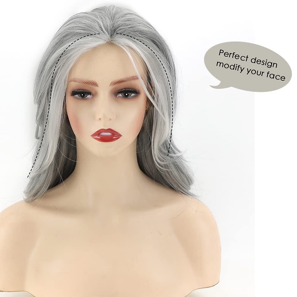 grijze lange gelaagde pruiken voor vrouwen zilveren golvende pruiken natuurlijke synthetisch haar pruik voor dagelijks feest gebruik kerstfeest pruiken 2026 - $20.99 –P3