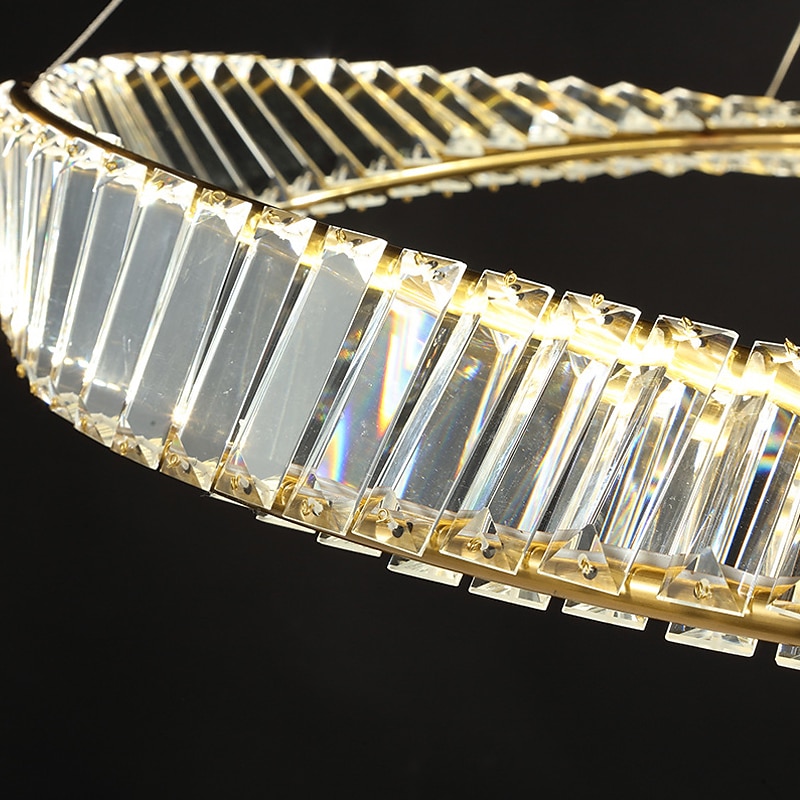 Lámparas colgantes led circle diseño redondo 60/80 cm montaje empotrado 1 luz anillo regulable aluminio acabados pintados lujoso estilo moderno comedor dormitorio lámparas colgantes 2025 - $603.59 –P9