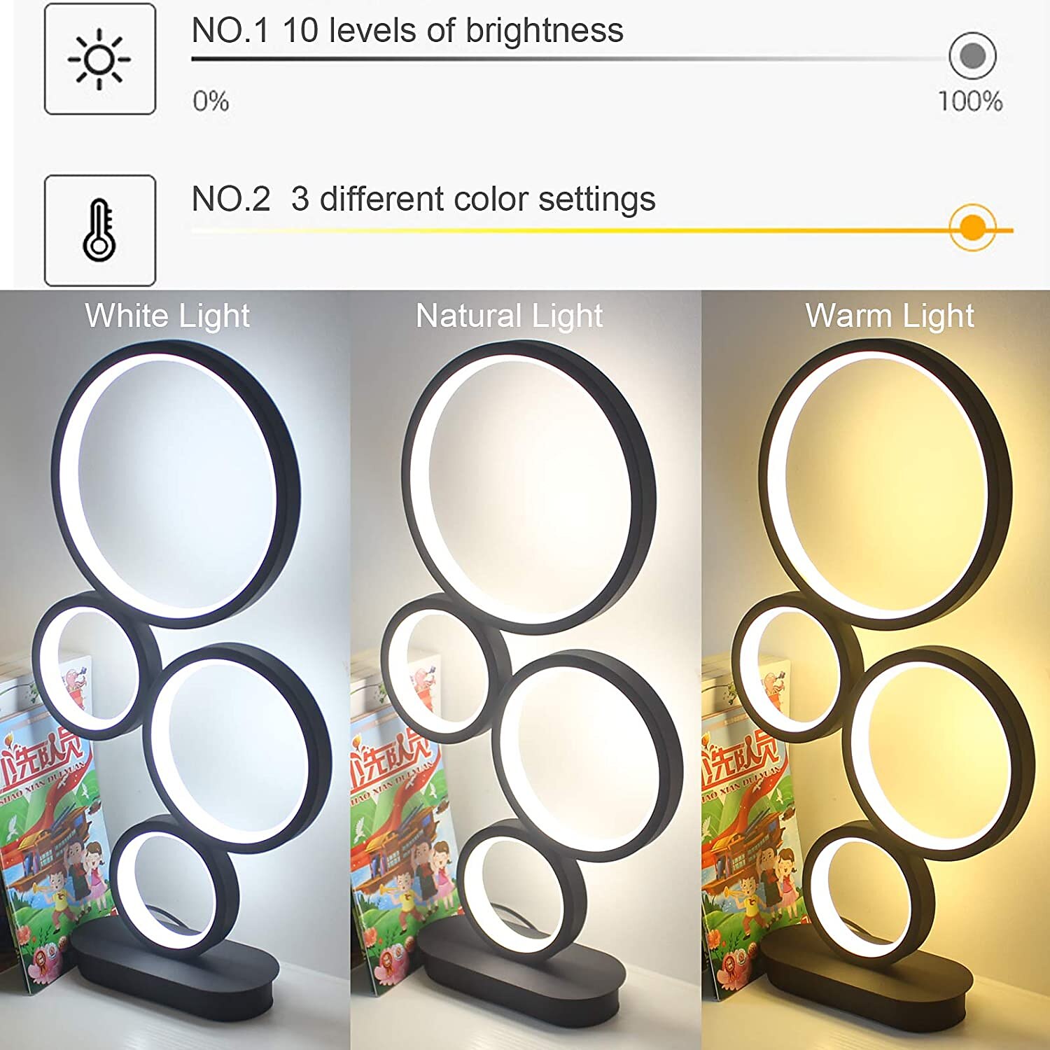 LED Table Lamp Black Modern Dimmable Bedside Table Lamp 18W 3 Color Modes Applicable to Living Room Bedroom Office Bedside Cabinet and Bookcase 2025 - $87.99 –P3