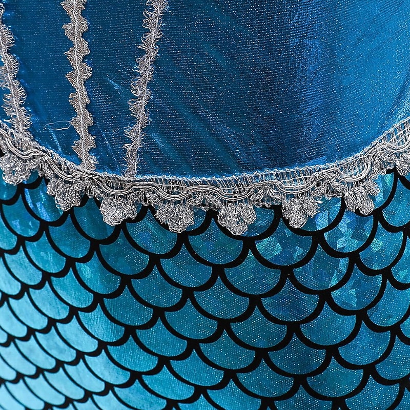 Niños Chica Vestido Sirena Sin Mangas Rendimiento Disfraz Algodón Vestido de cambio Verano Primavera 3-6 años de edad Azul Piscina Morado 2025 - $36.99 –P15