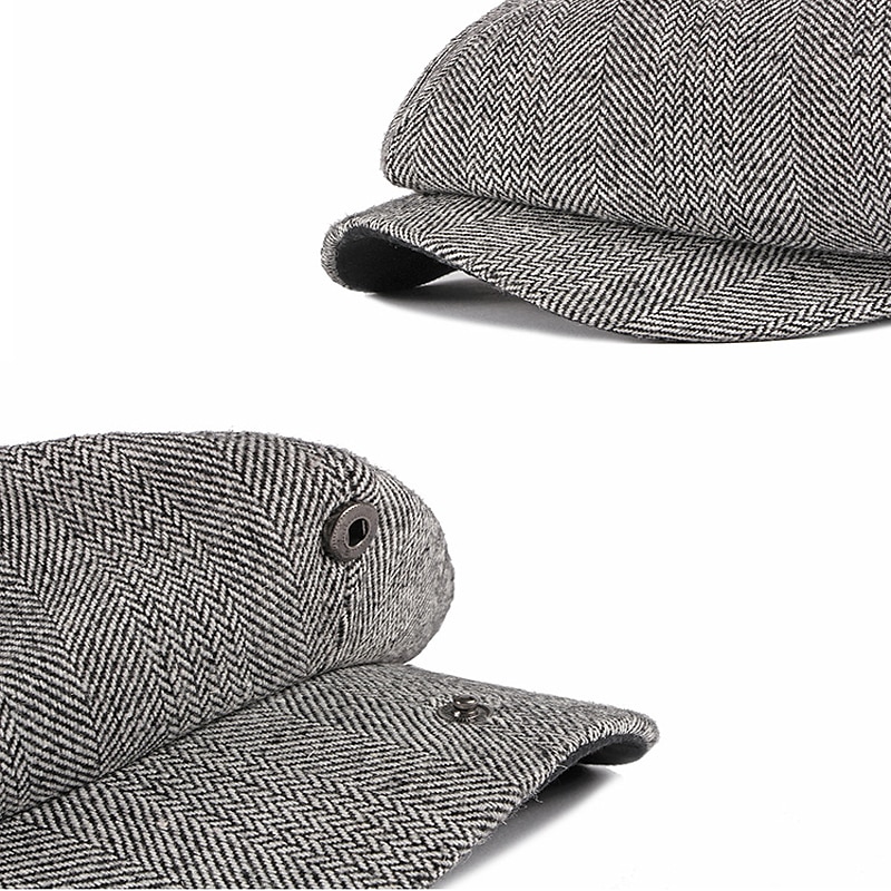 2026年 男性用 ベレー帽 キャスケット ブラック カーキ色 コットン プリント シンプル 1920年代のファッション ホリデー ストリート 日常着 週末 縞 携帯用 履き心地よい ファッション  コレクション – $18.99 –P6