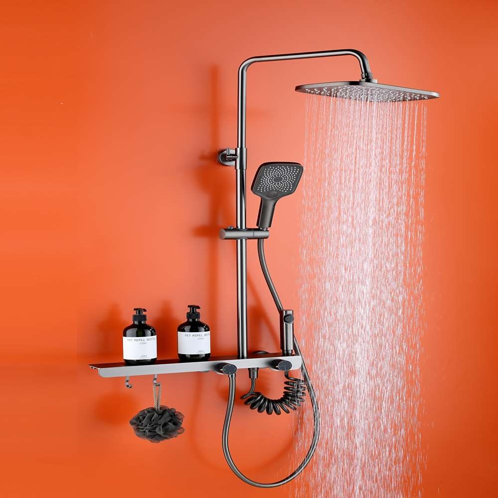 rubinetto della doccia, sistema doccia doccia a pioggia sistema di soffione set doccia inclusa doccia multigetto finiture verniciate contemporanee montaggio esterno valvola in ceramica rubinetti per del 2025 a $404.99 –P11