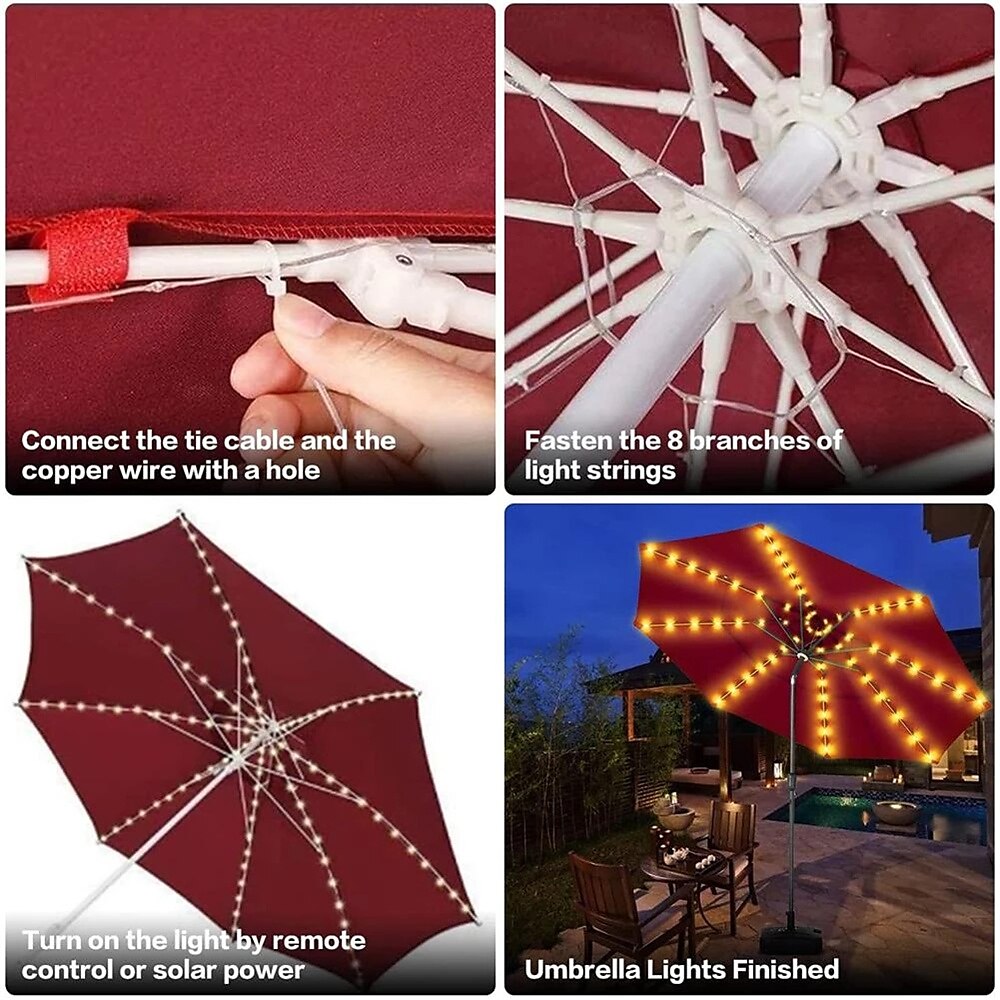 lumini pentru umbrelă de terasă în aer liber 104 led-uri 16 culori 4 moduri de iluminat umbrelă fără fir cu baterie telecomandă lumini de stâlp de exterior impermeabile pentru umbrele de terasă 2025 - $23.99 –P6