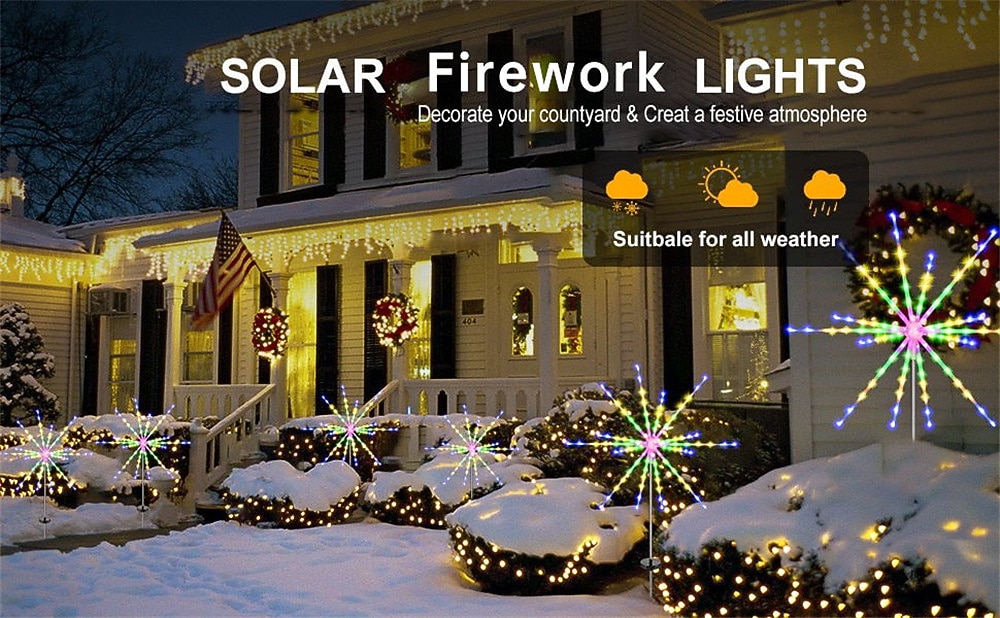 1/2pcs Firework Lights Outdoor Solar Christmas Garden Decorations Pathway Lights LED Decorative Meteor Horse Lamp Waterproof Star Lamp for Garden Lawn Landscape New Year Lights 2026 - $28.99 –P4