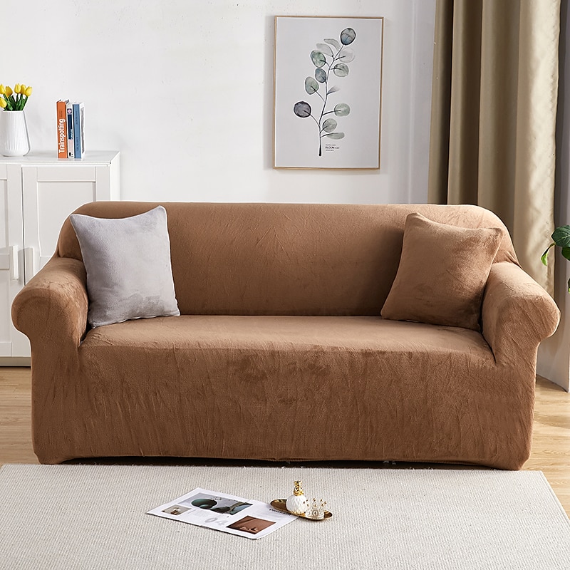 capa de sofá elástica espessa de pelúcia elástica sofá secional poltrona loveseat 4 ou 3 lugares em forma de l cinza macio durável lavável de 2025 por $51.99 –P19