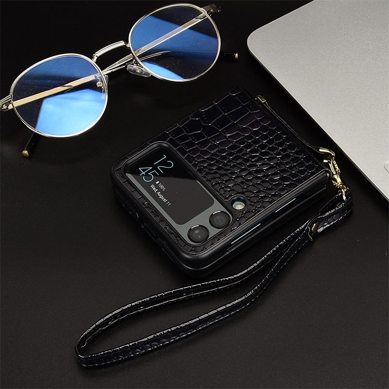 Phone Case For Samsung Galaxy Z Flip 7 Z Flip 5 Z Flip 4 Z Flip 3 Flip Portable Flip Full Body Protective Color Gradient PC PU Leather 2025 - $13.99 –P4