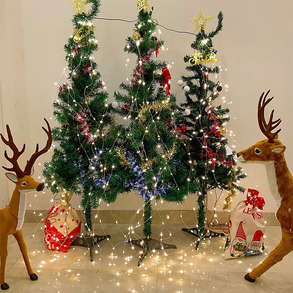 Guirlande lumineuse élégante pour réception de mariage, fête, cascade, guirlande lumineuse à LED, 2 m, 200 LED, vignes, fil de cuivre, décoration d'arbre de Noël, mariage, fête de 2025 ? $16.49 –P4