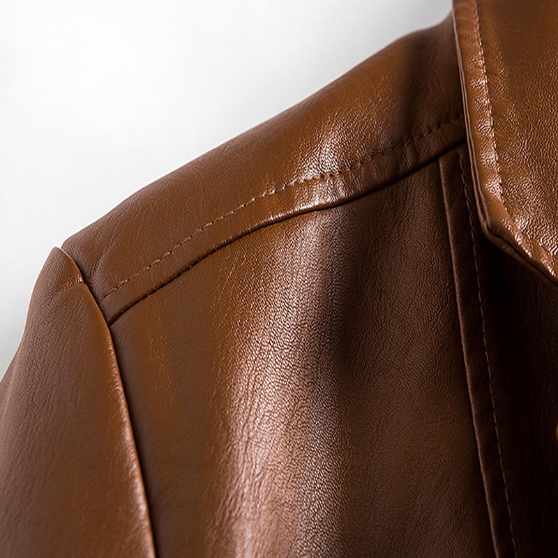 Herr Imitationsläderjacka Kontor & Karriär Dagliga kläder Varm Ficka Button-Down Vår & Höst Enfärgad / vanlig färg Stylish Uppvärmning Nedvikt Imitationsläder Mörkgul Vin Svart Jacka 2025 - $40.99 –P6