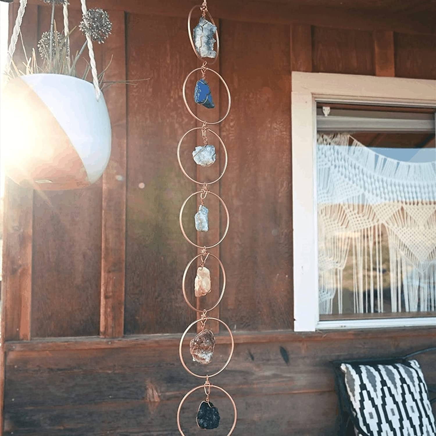 Decoração de parede com pedras preciosas de 7 chakras em vidro colorido, ornamento pendurado para meditação para decoração de casa, cabide de parede para meditação de ioga e reiki de boa sorte (cor aleatória e ordem de arranjo) de 2025 por $21.99 –P7