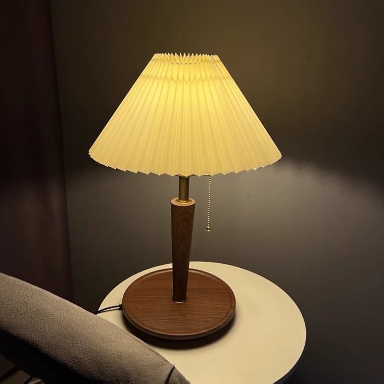 Table Lamp with Cloth Shade and Brass Lamp Head Living Room Bedroom, Pull Switch Table Lamp, Pull Switch Table Lamp, 5W Wood Bedside Nightstand Lamp 110-240V 2025 - $237.29 –P3