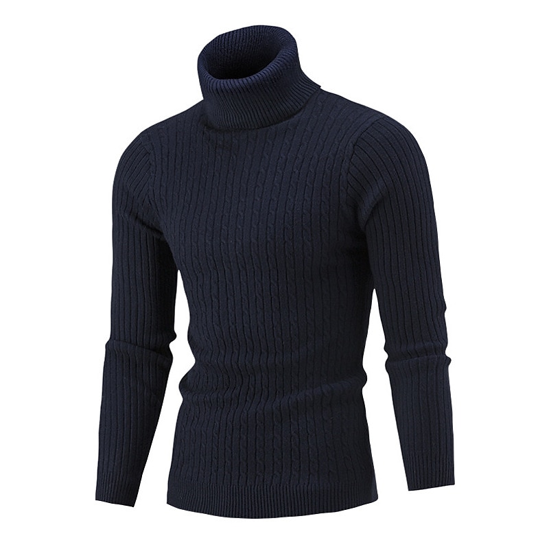 Herre Turtleneck genser Genser Pullover genser Herre Turtle Neck Jumper Riflet Kabel Strikke Avklipt Strikket Helfarge Rullekrage Hold Varm Moderne Moderne Arbeid Dagligdagstøy Klær Høst vinter Svart 2025 - $14.99 –P5