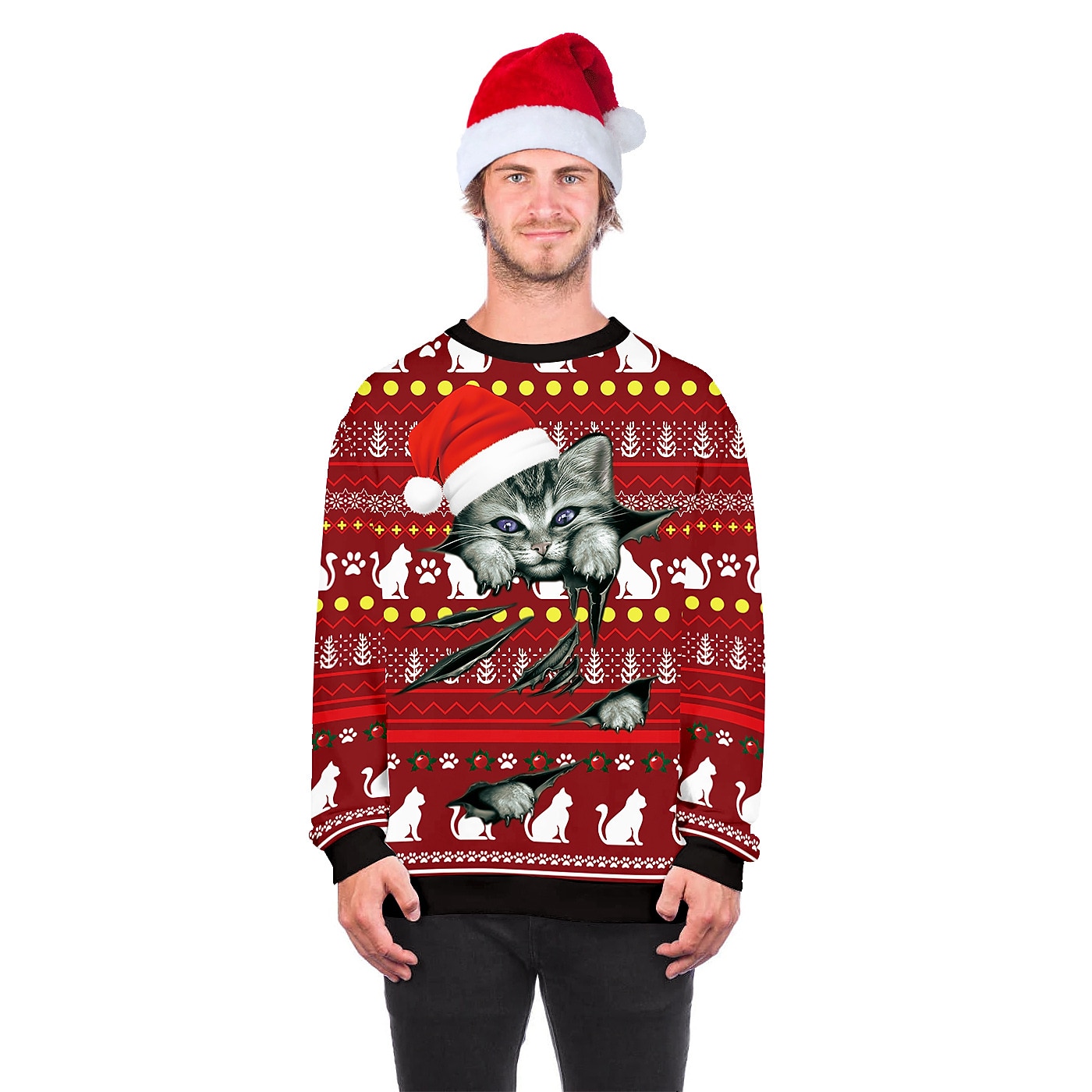Papá Noel Gato Hombre de pan de jengibre Suéter de navidad Sudadera Hombre Mujer Navidad Navidad Carnaval Mascarada Nochebuena Adultos Fiesta Navidad Poliéster Cima 2025 - $24.99 –P7
