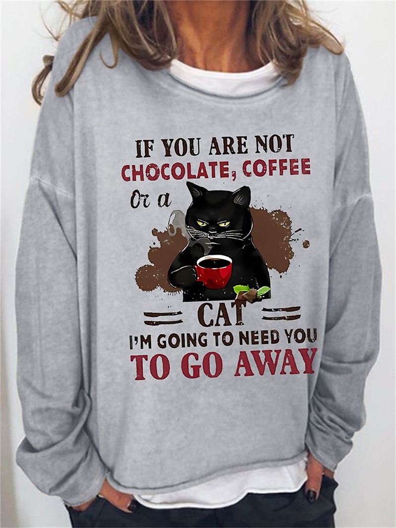 dámská oversized mikina pulovr směs bavlny kočka street casual vintage basic top s kulatým výstřihem dlouhý rukáv mikroelastický pad &amp; zimní comfrt prodyšná měkká tkanina 2025 - $22.99 –P4