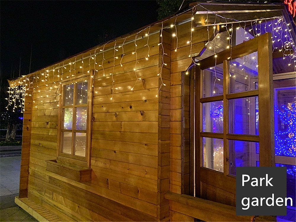 Elegant Wedding Reception Party Icicle String Lights Christmas Lights Outdoor Decorations 3x0.8m Solar LED Garland Curtain Light Outdoor Indoor 8 Modes With Remote For Party Wedding 2025 - $27.99 –P4