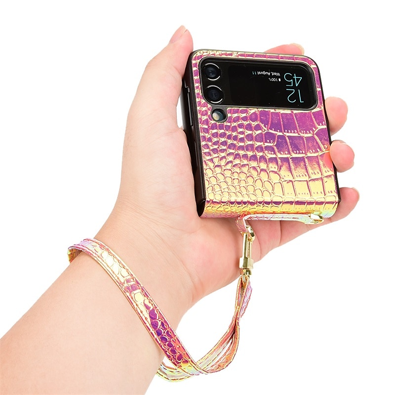 Phone Case For Samsung Galaxy Z Flip 7 Z Flip 5 Z Flip 4 Z Flip 3 Flip Portable Flip Full Body Protective Color Gradient PC PU Leather 2025 - $13.99 –P8
