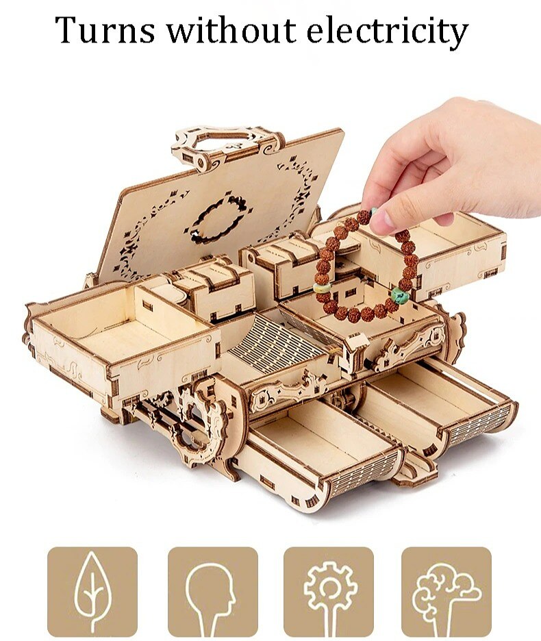 nőnapi ajándékok 3d fa puzzle antik ékszerdoboz zenedoboz készlet barkácsolás otthoni dekoráció lézerrel vágott mechanikus modell anyák napi lenyűgöző ajándékok felnőtteknek anyák napi ajándékok 2025 - $61.99 –P3